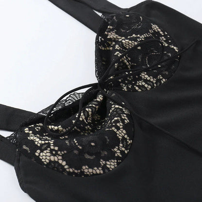 A-Line Lace Mini Jurk met Gevoerde Breed Strap en Kant
