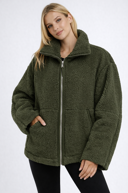 Ama Herfst Winter – Zachte Wolblend – Oversized Fleece Jacket
