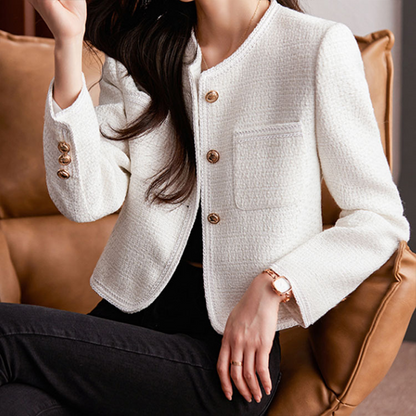Elara Vance Cropped Textured Blazer