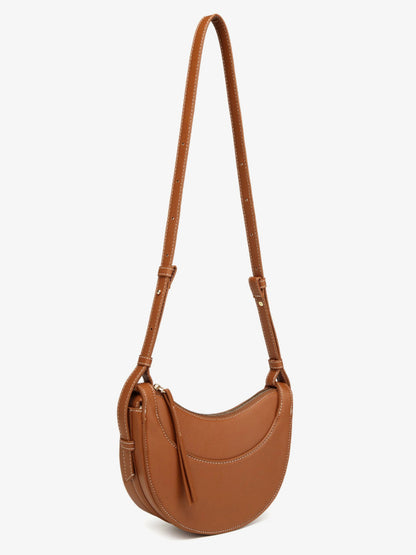 Amily | Verstelbare Schouderriem Gebogen Crossbody-Tas met Kwastje