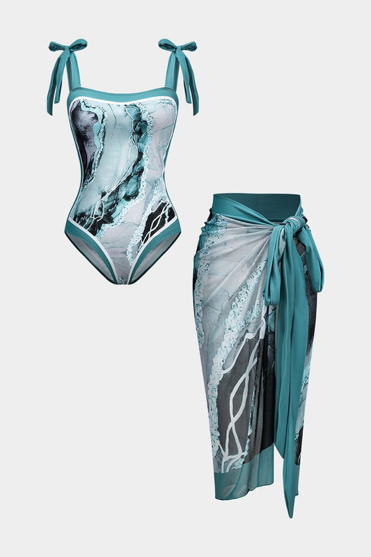 Aqua Angela Badpak Set | Figuurvormend, Verstelbare Strikbanden, Inclusief Pareo