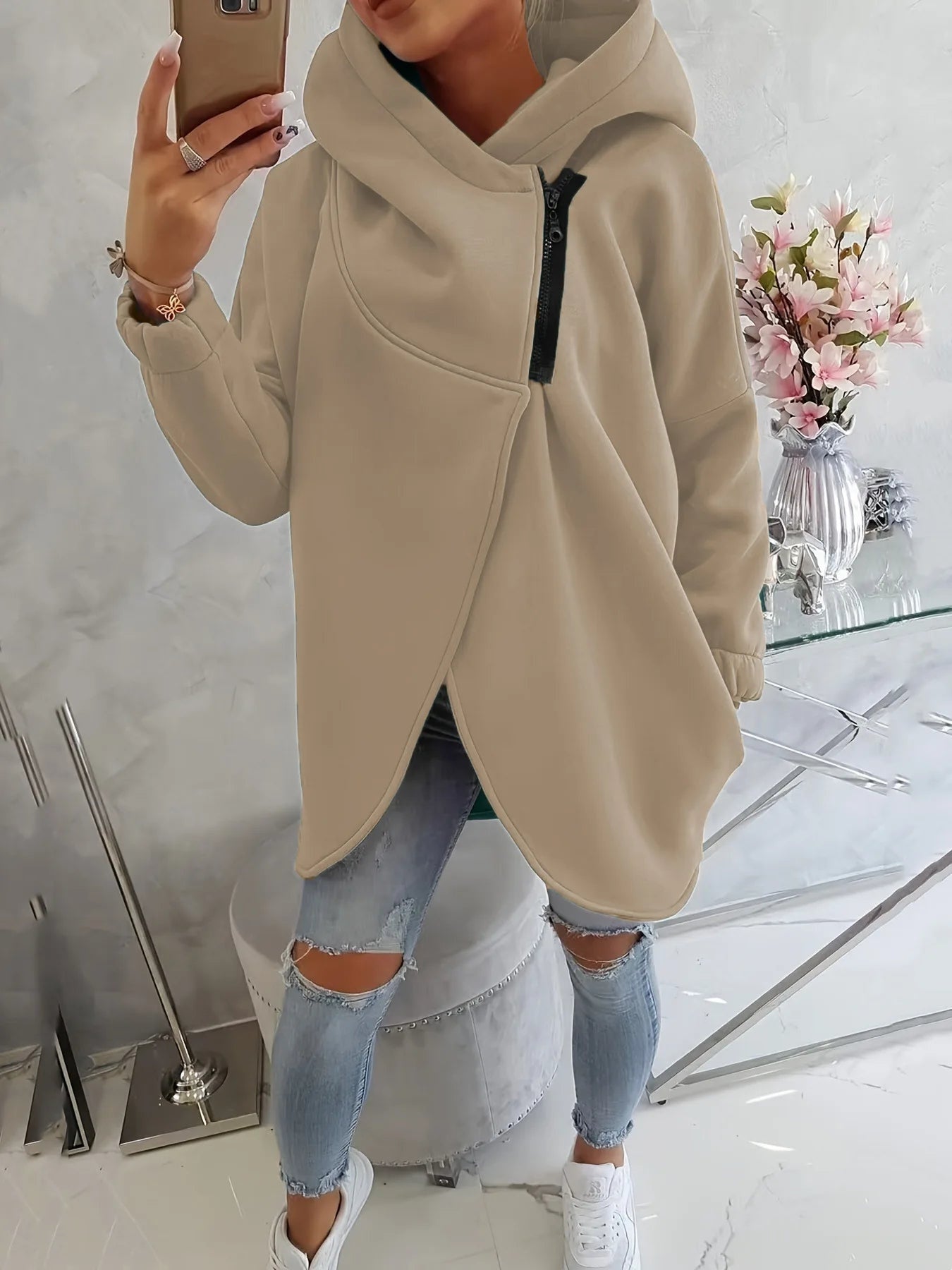Asymmetrische hoodie met capuchon – modern comfort