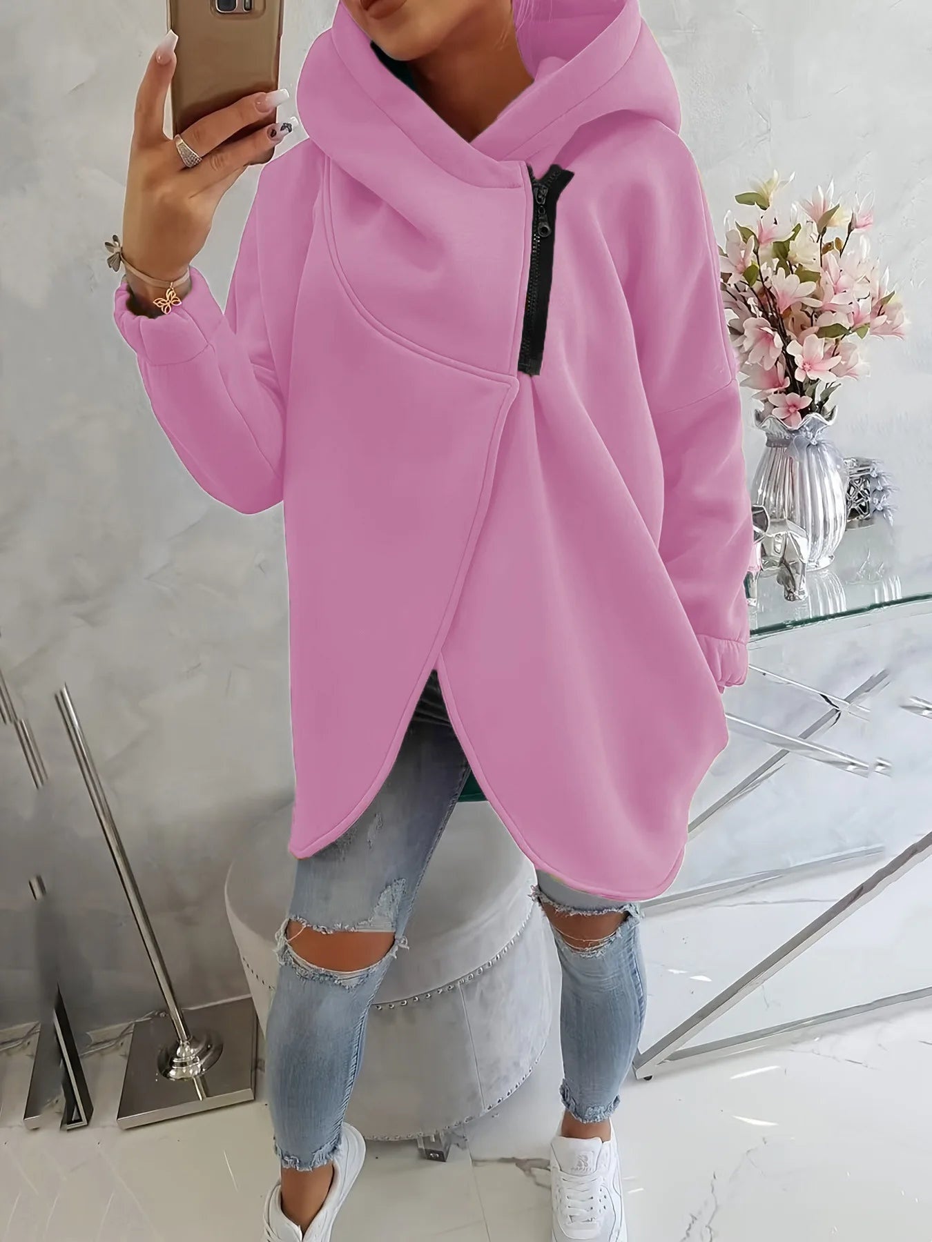 Asymmetrische hoodie met capuchon – modern comfort