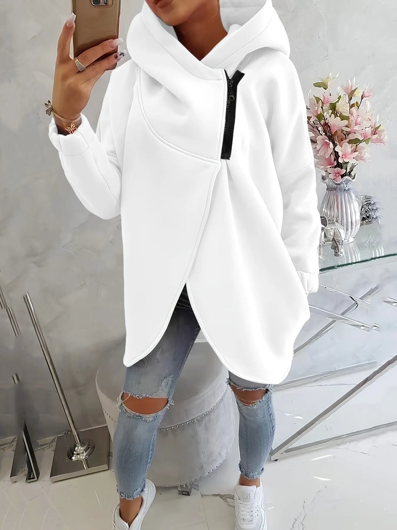 Asymmetrische hoodie met capuchon – modern comfort