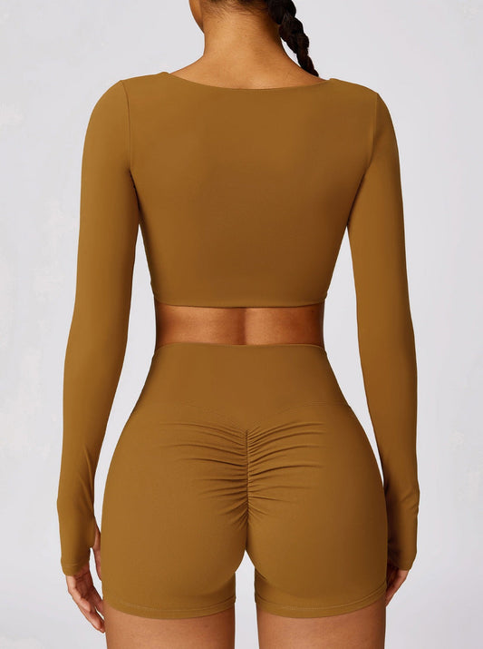 Athlina | Naadloos Langarm-Crop-Top voor Sport & Vrije Tijd