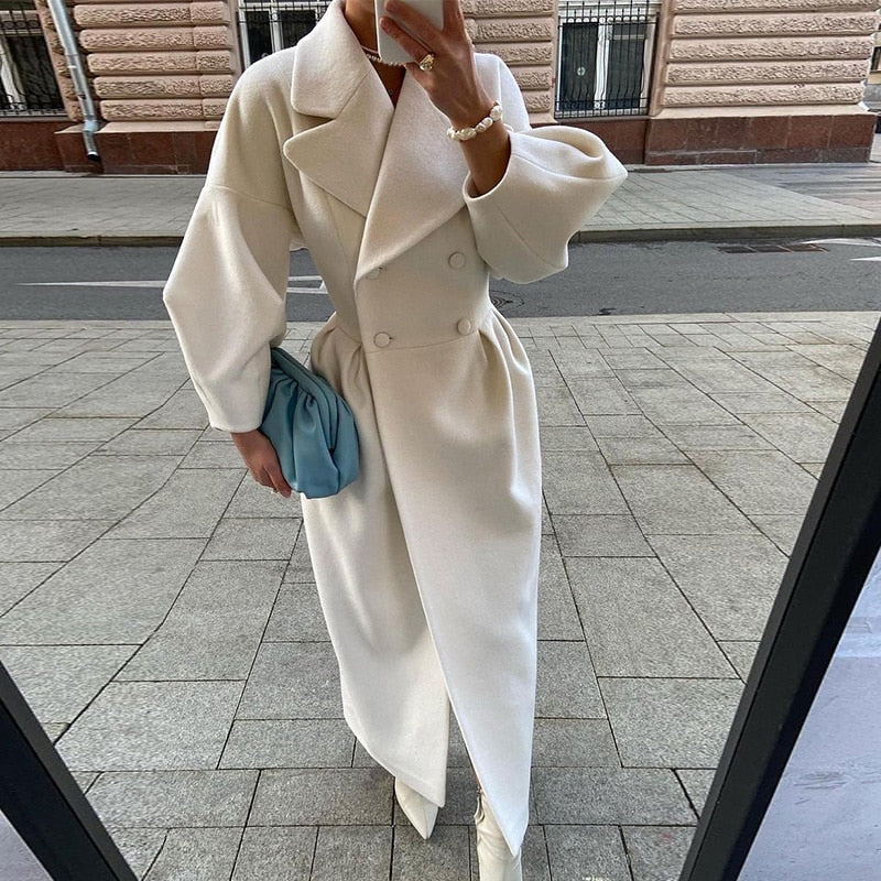 Ayuna Sculpted Wool Blend Long Coat