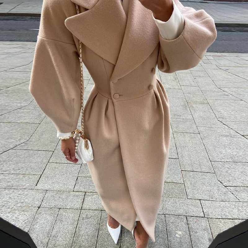 Ayuna Sculpted Wool Blend Long Coat