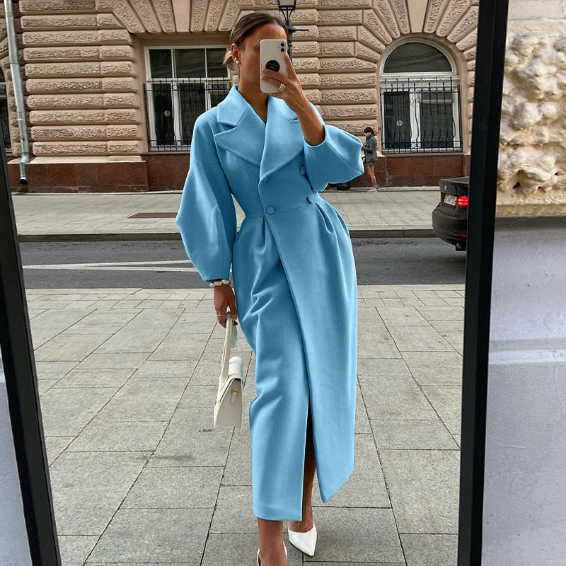 Ayuna Sculpted Wool Blend Long Coat