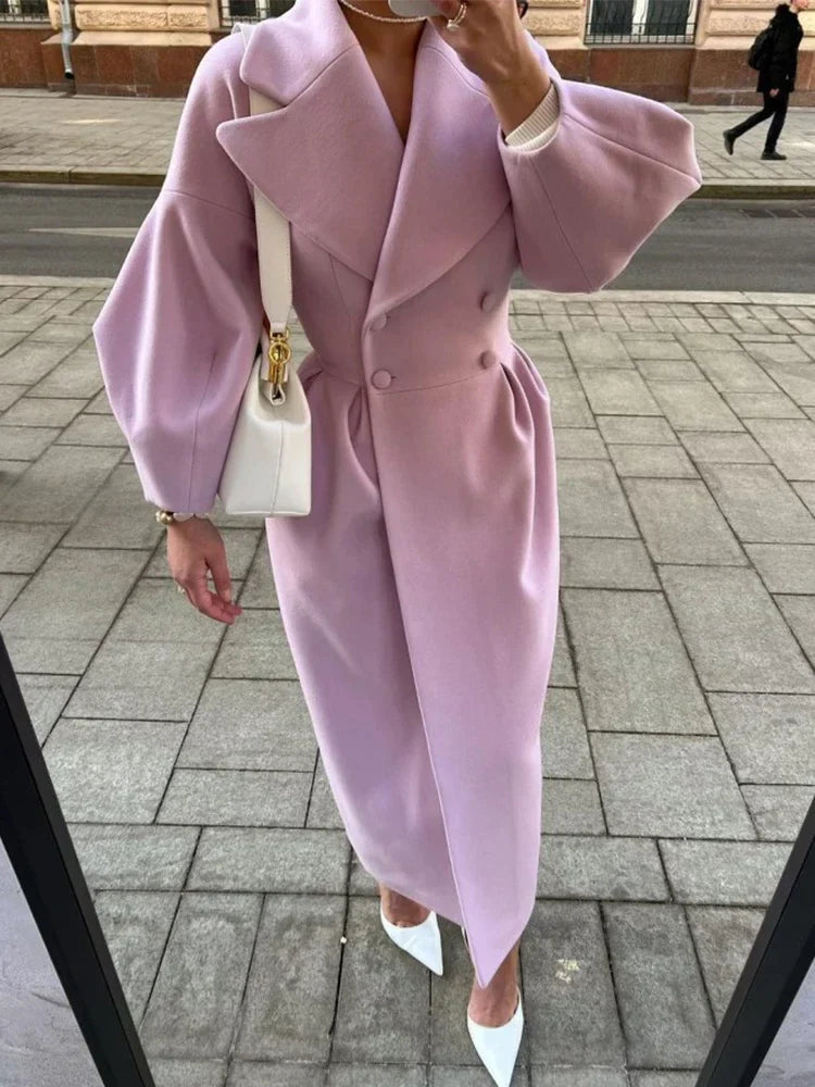 Ayuna Sculpted Wool Blend Long Coat