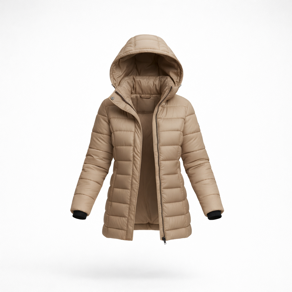 Aurelie Donsjas – Elegante Getailleerde Lente jas met Capuchon