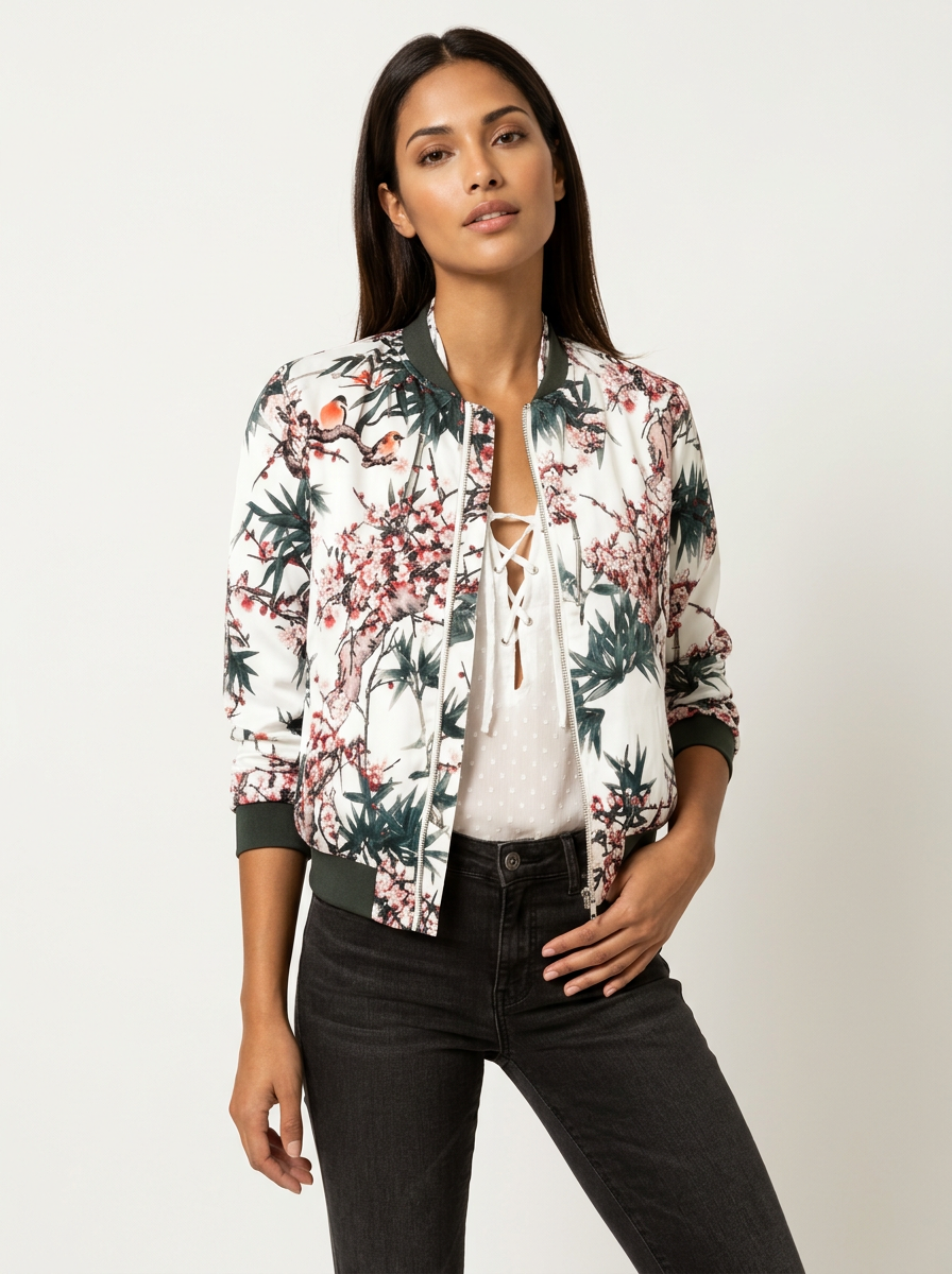 Bloemen bomberjack voor dames