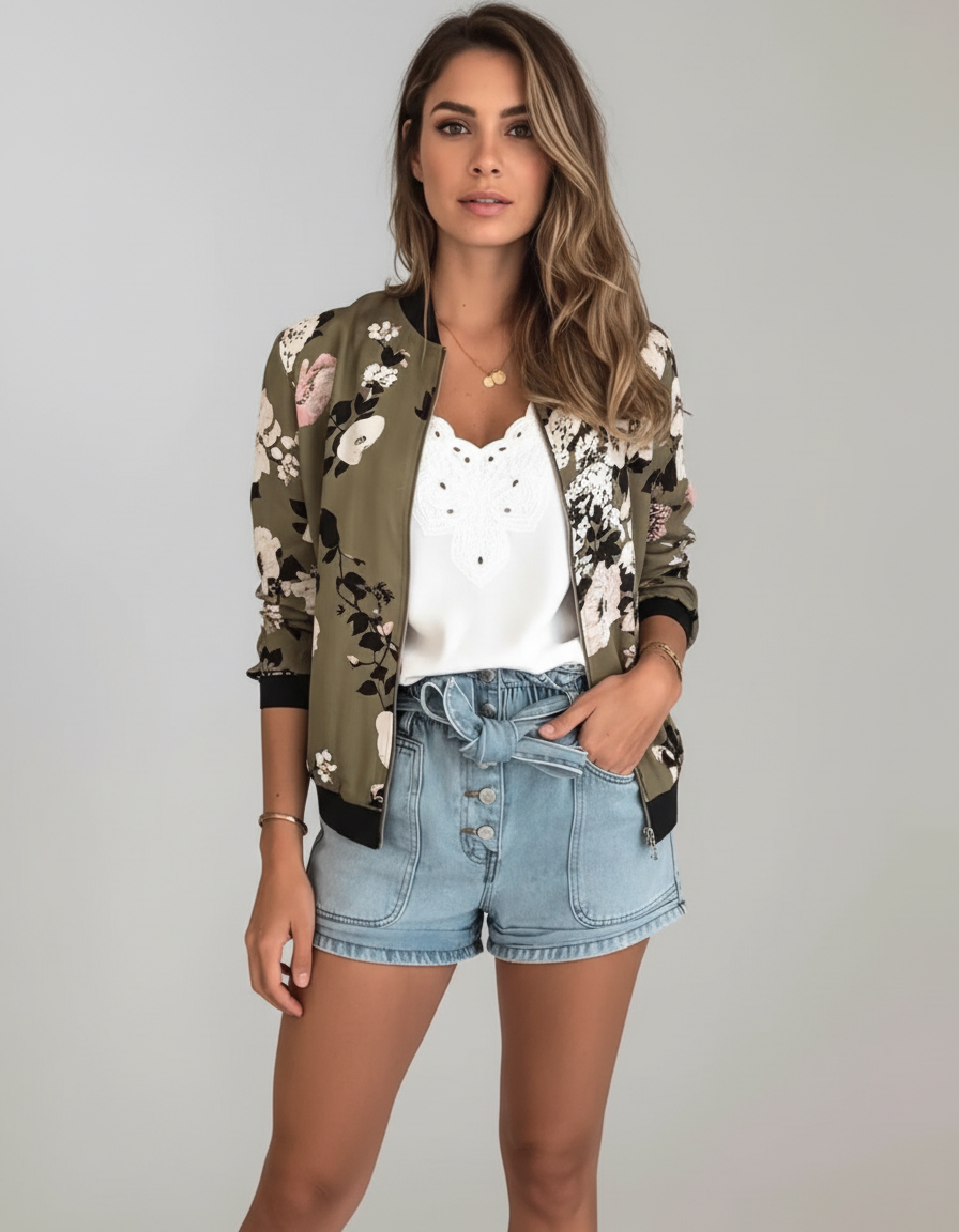Bloemen bomberjack voor dames