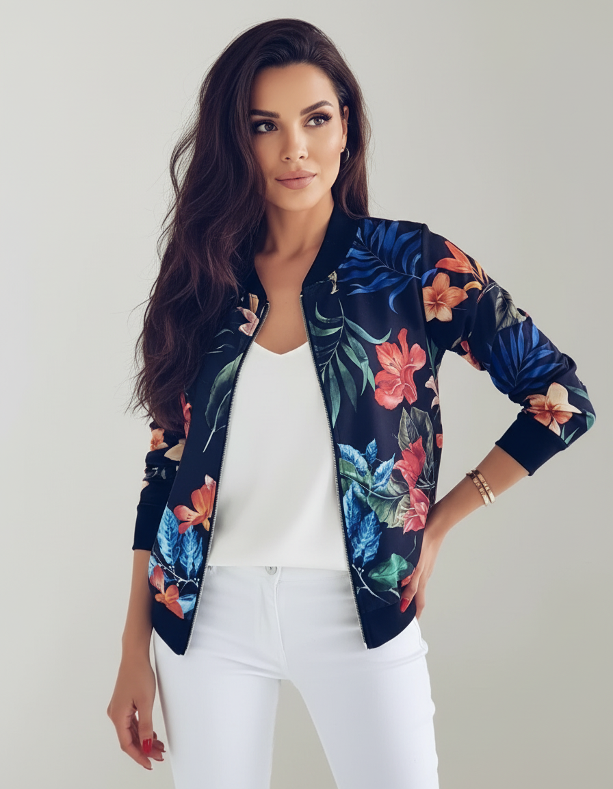 Bloemen bomberjack voor dames
