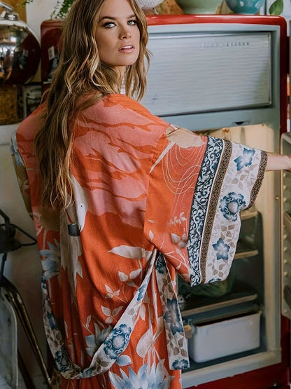 Bloemen kimono met wijde mouwen