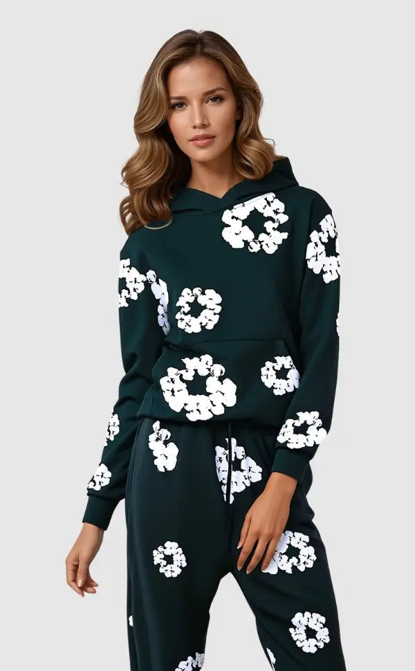 Bloemenprint trainingsset met hoodie en jogger