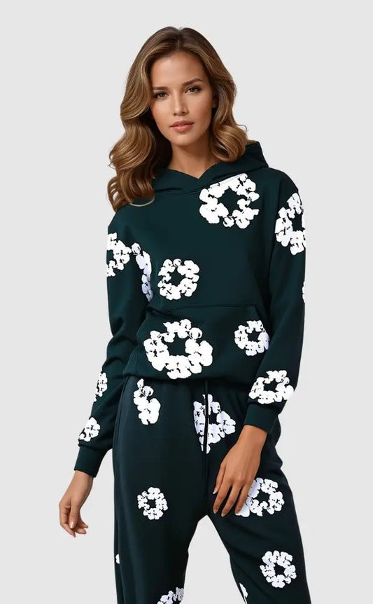Bloemenprint trainingsset met hoodie en jogger
