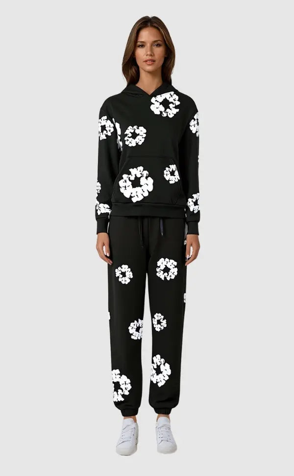 Bloemenprint trainingsset met hoodie en jogger