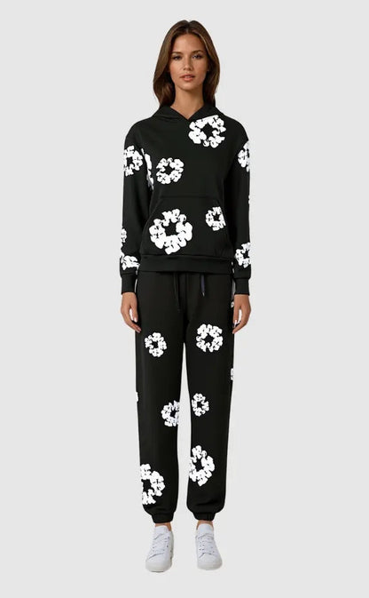 Bloemenprint trainingsset met hoodie en jogger