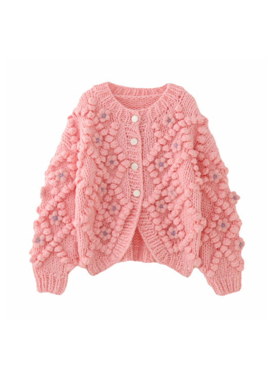 Bloemige Gebreide Cardigan voor Herfst en Winter