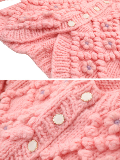 Bloemige Gebreide Cardigan voor Herfst en Winter