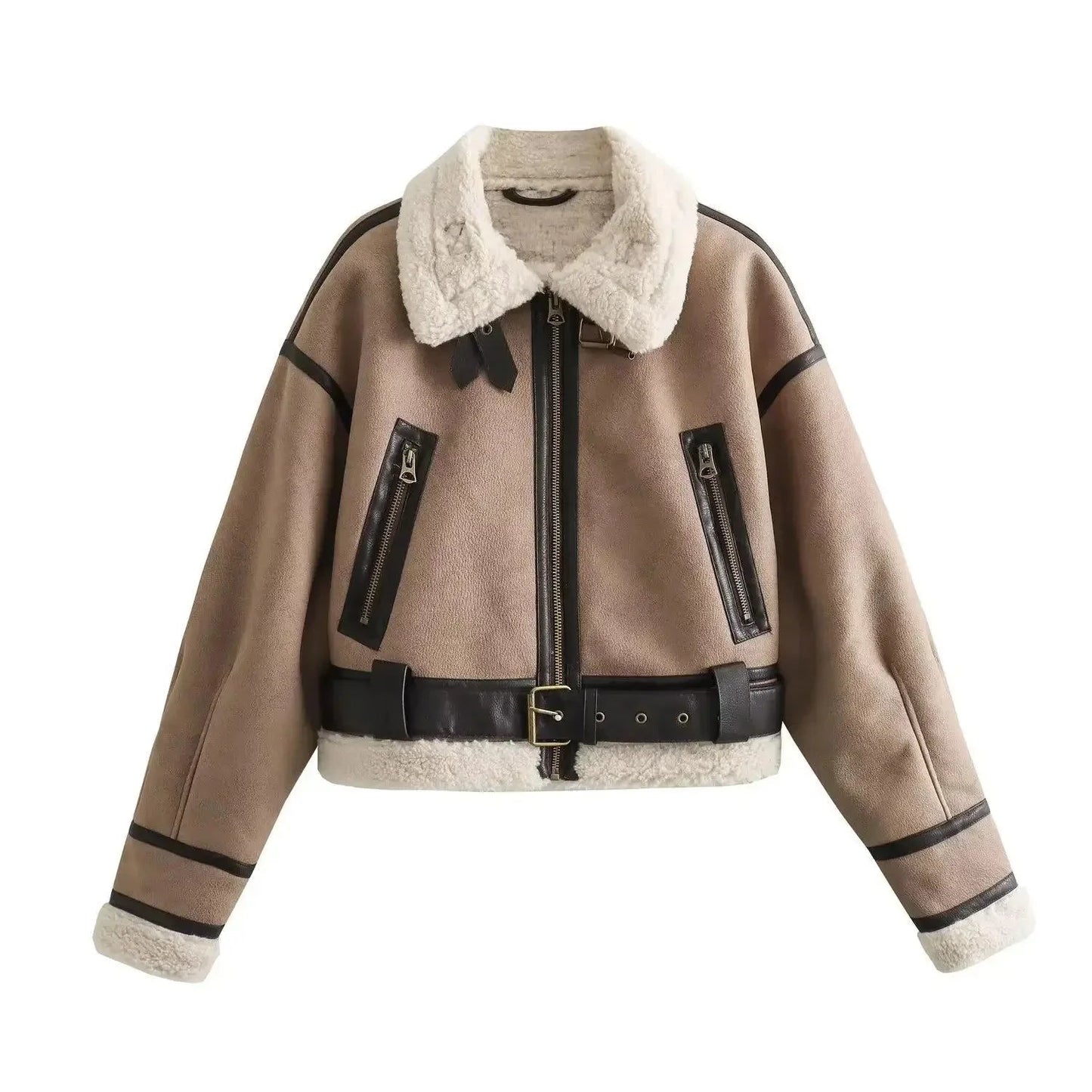 Elvara Aviator Jas Dames Teddy Gevoerd Oversized Winterjas