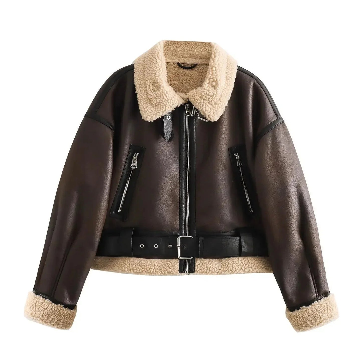 Elvara Aviator Jas Dames Teddy Gevoerd Oversized Winterjas