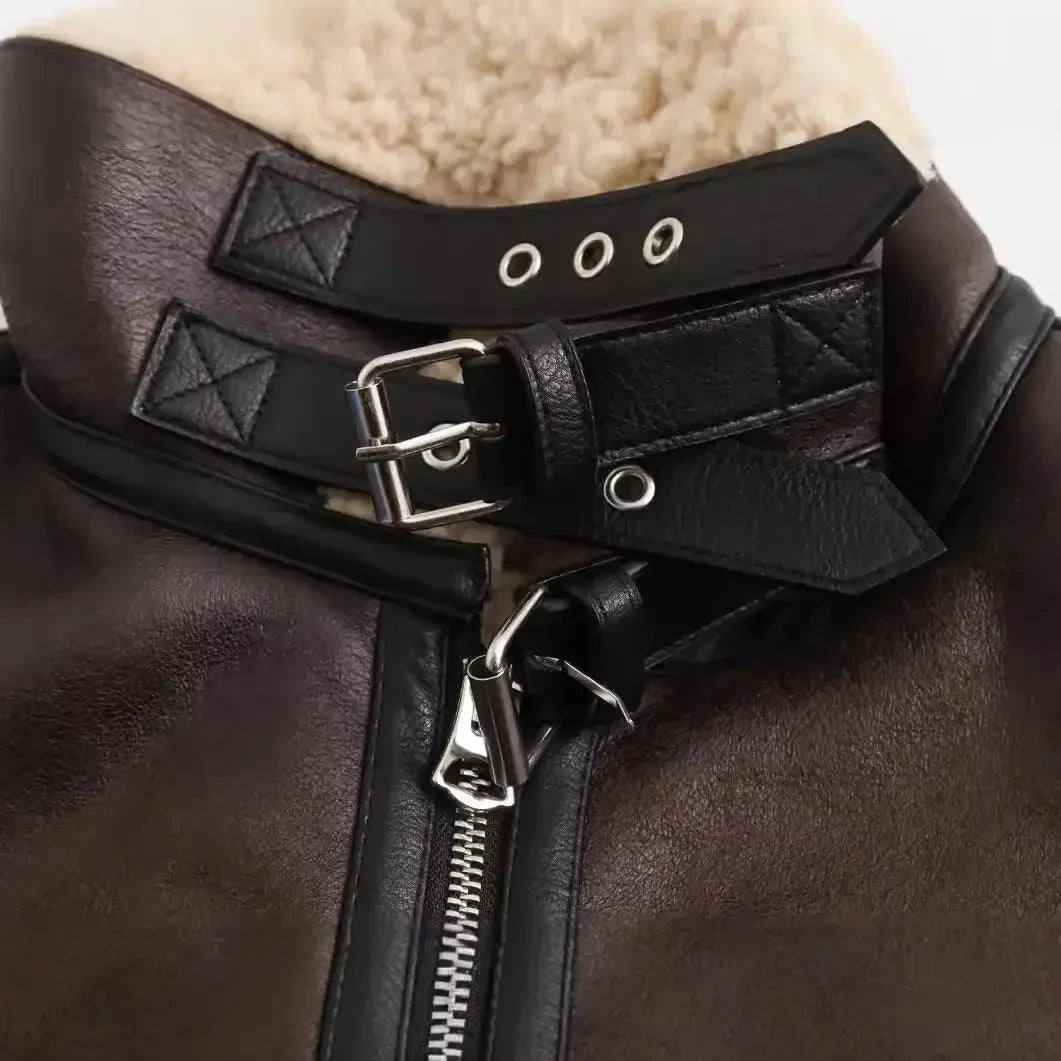 Elvara Aviator Jas Dames Teddy Gevoerd Oversized Winterjas