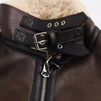 Elvara Aviator Jas Dames Teddy Gevoerd Oversized Winterjas