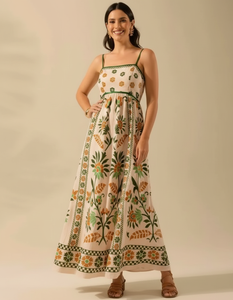 Bohemian maxi jurk met print – Zafira