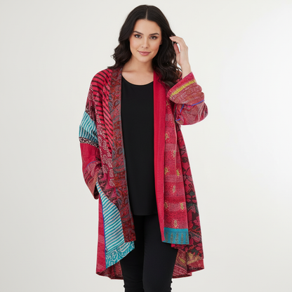 Bohemian oversized dames vest met artistieke print – Yolanda