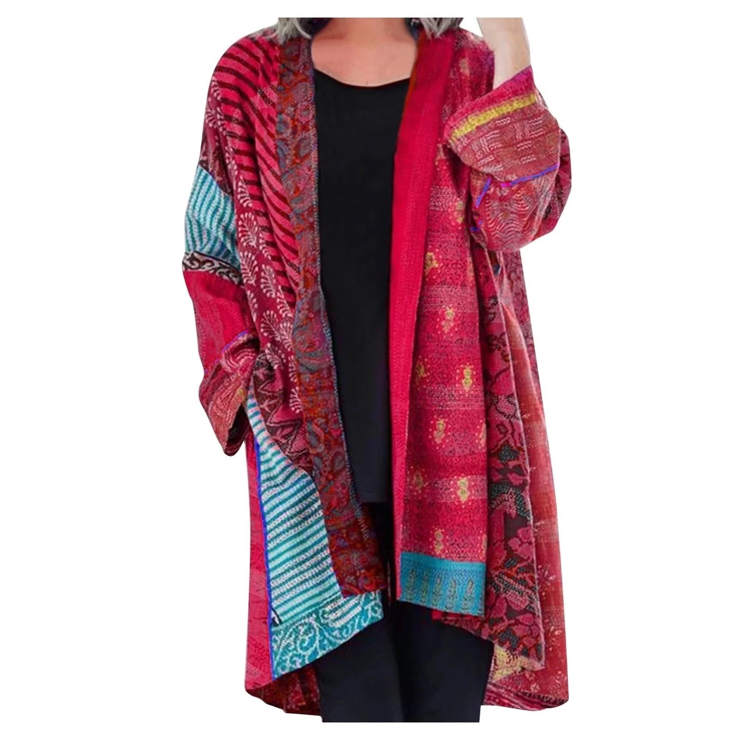 Bohemian oversized dames vest met artistieke print – Yolanda