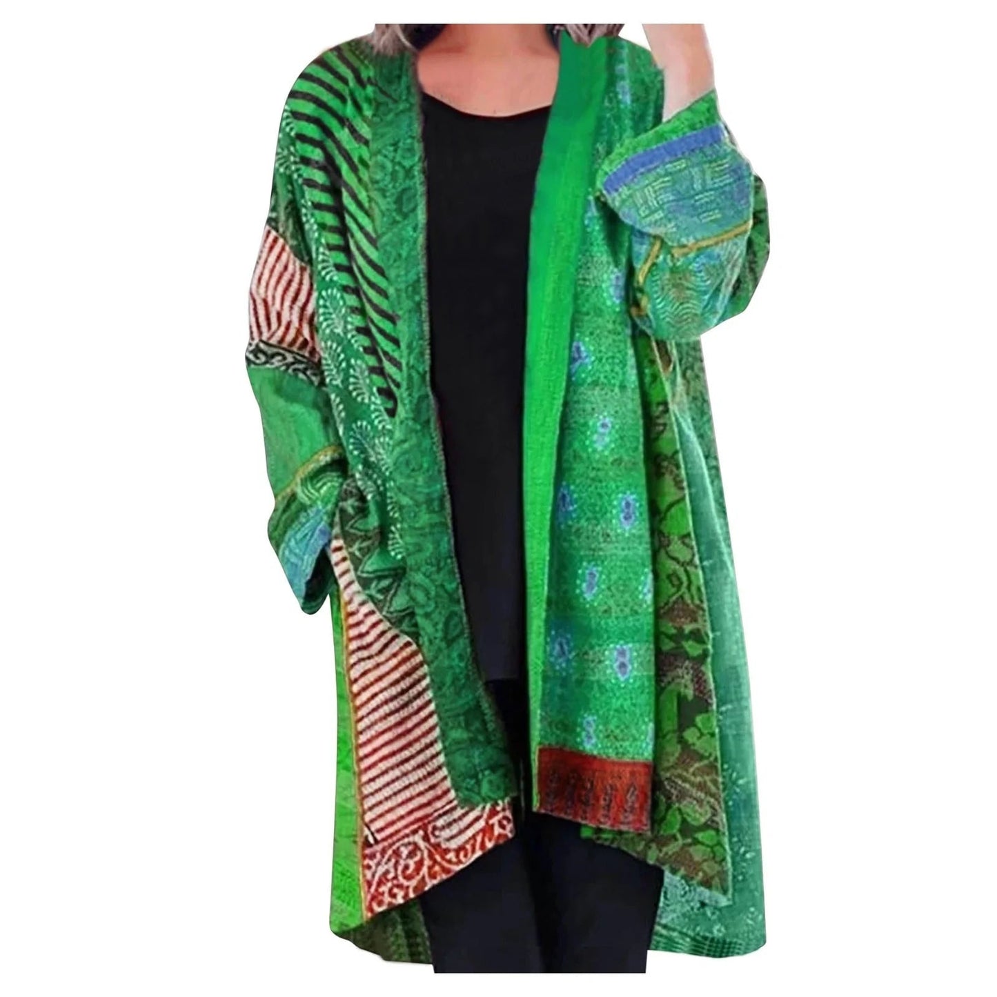 Bohemian oversized dames vest met artistieke print – Yolanda