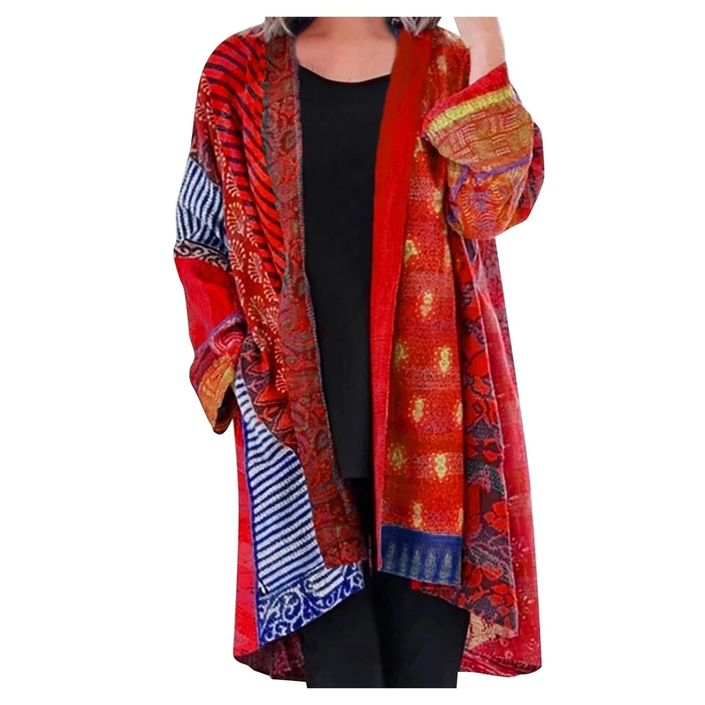 Bohemian oversized dames vest met artistieke print – Yolanda