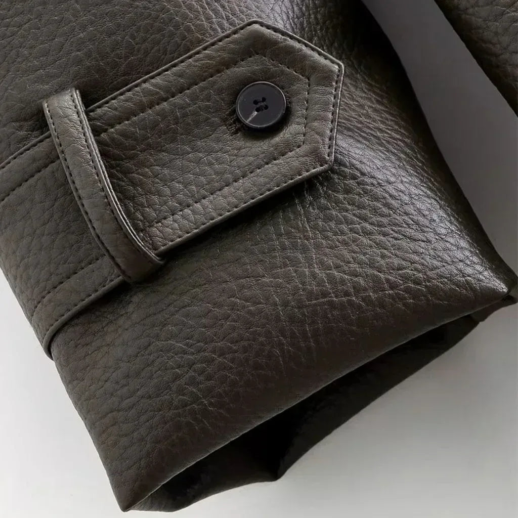 Valencia Leren Trenchcoat Dames Lange Elegante Jas met Ceintuur
