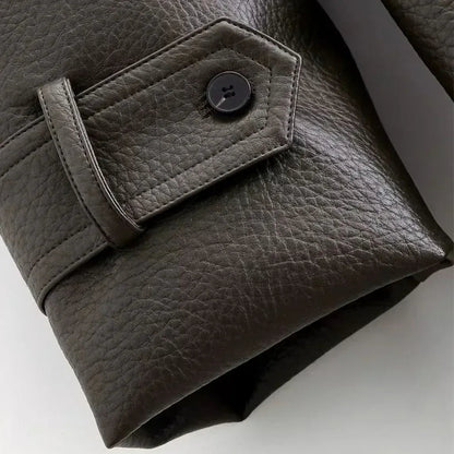 Valencia Leren Trenchcoat Dames Lange Elegante Jas met Ceintuur