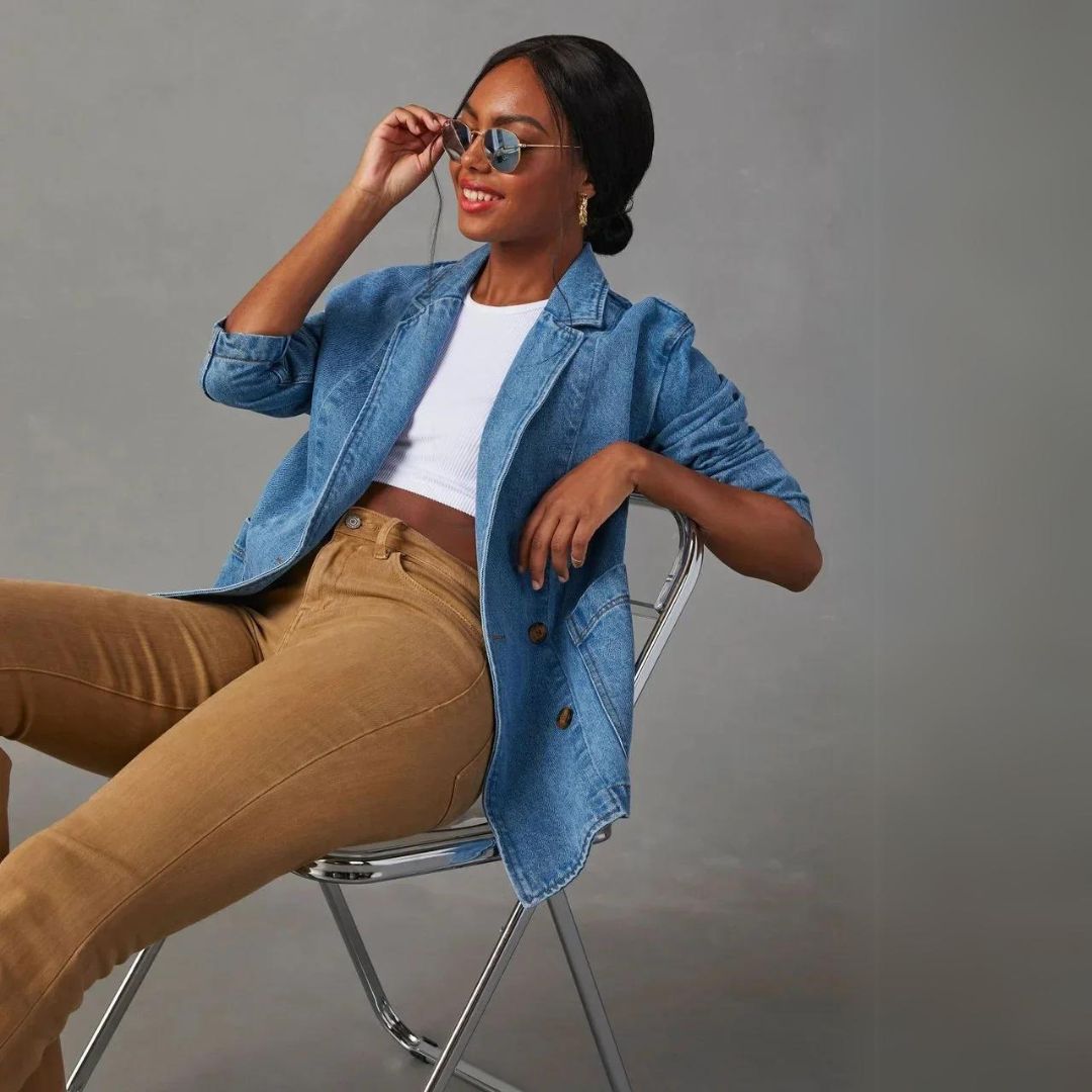 Mirelle Denim Blazer Dames Casual Chic