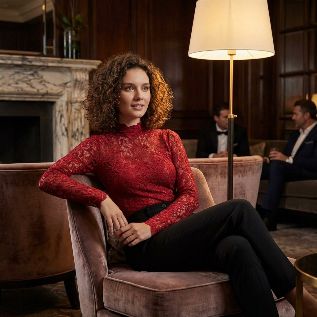 Elarisse Elegante Kant Col Top Dames