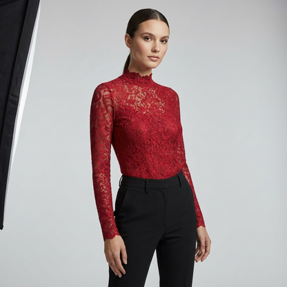 Elarisse Elegante Kant Col Top Dames
