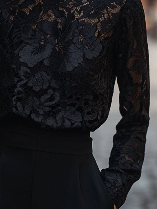 Elarisse Elegante Kant Col Top Dames