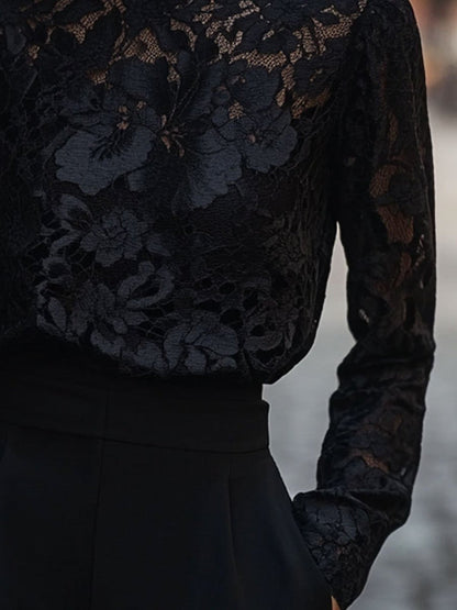 Elarisse Elegante Kant Col Top Dames