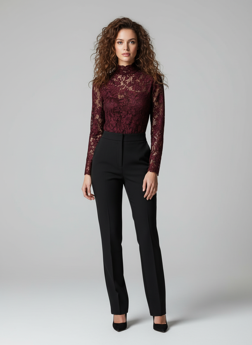 Elarisse Elegante Kant Col Top Dames