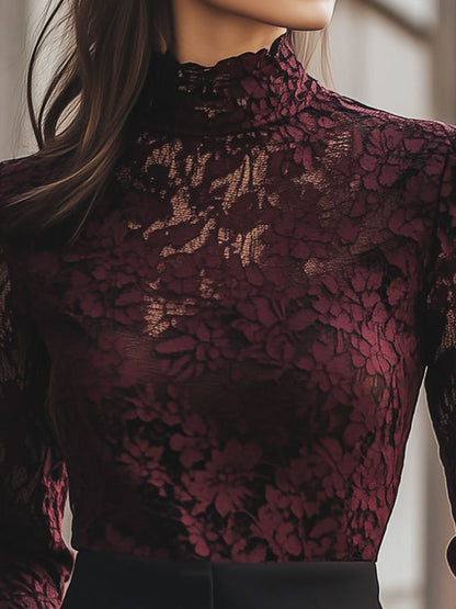 Elarisse Elegante Kant Col Top Dames