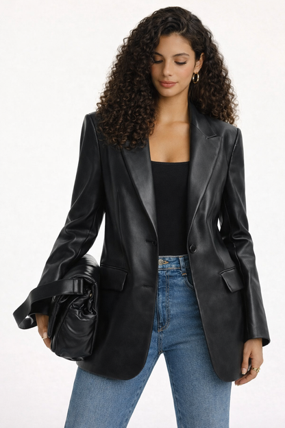 Valère Luxe Faux Leather Blazer Dames