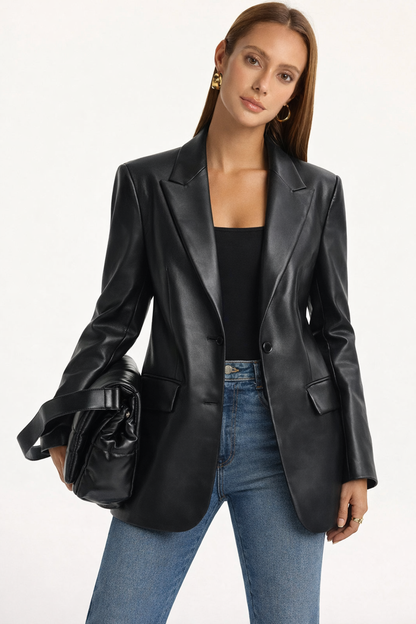 Valère Luxe Faux Leather Blazer Dames
