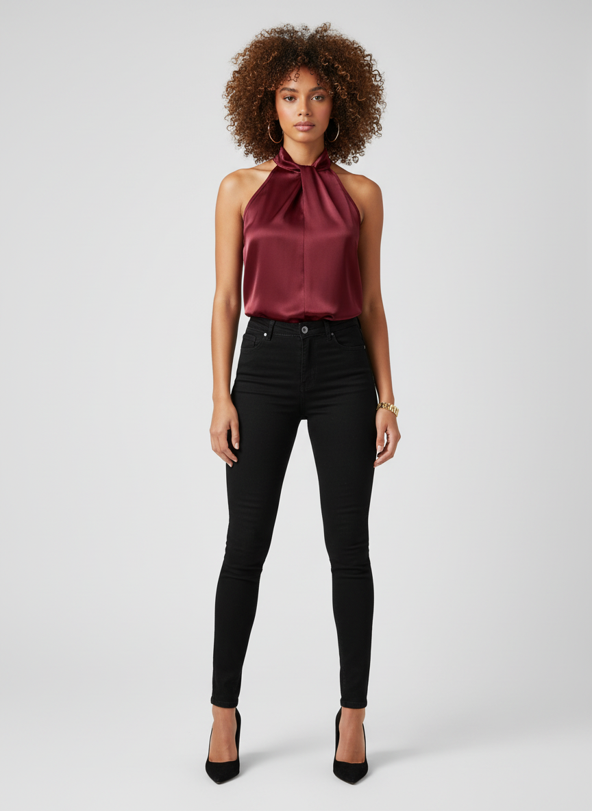 Lysoria Luxe Satijnen Halter Top Dames