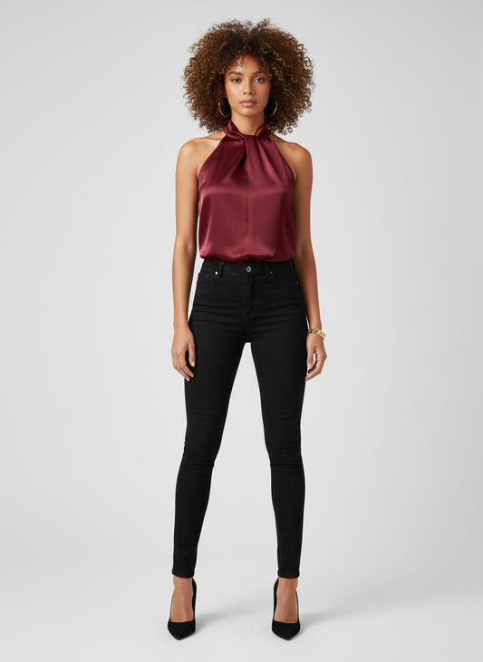 Lysoria Luxe Satijnen Halter Top Dames