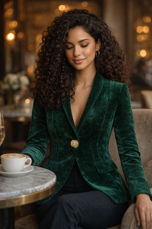 Valerie Luxe Fluwelen Getailleerde Blazer Dames