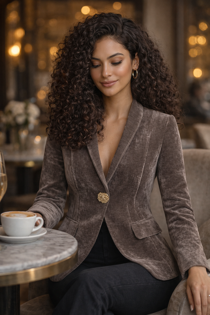 Valerie Luxe Fluwelen Getailleerde Blazer Dames