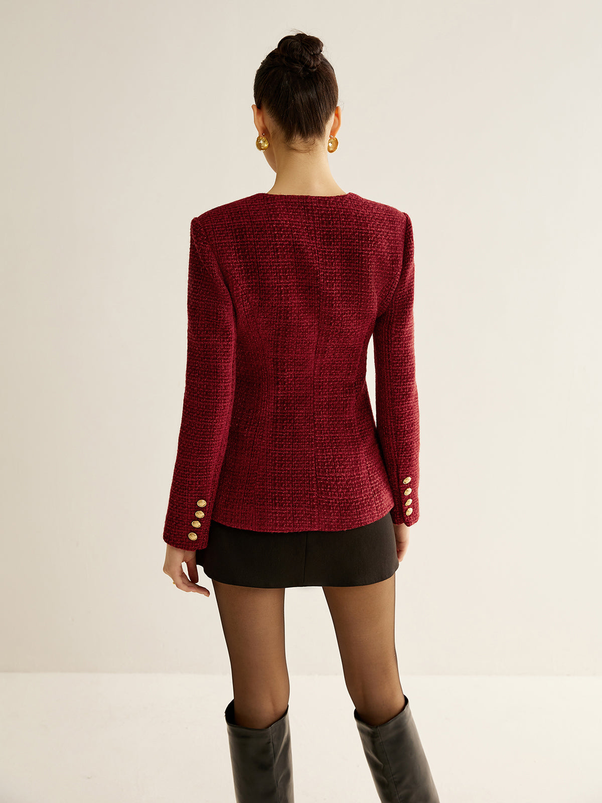 Marielle Luxe Tweed Blazer Dames met Gouden Knopen