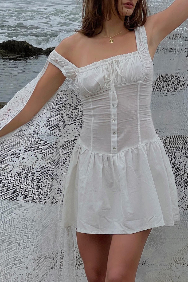 Broderie Anglaise Corset Mini Jurk voor Zomerse Avonden